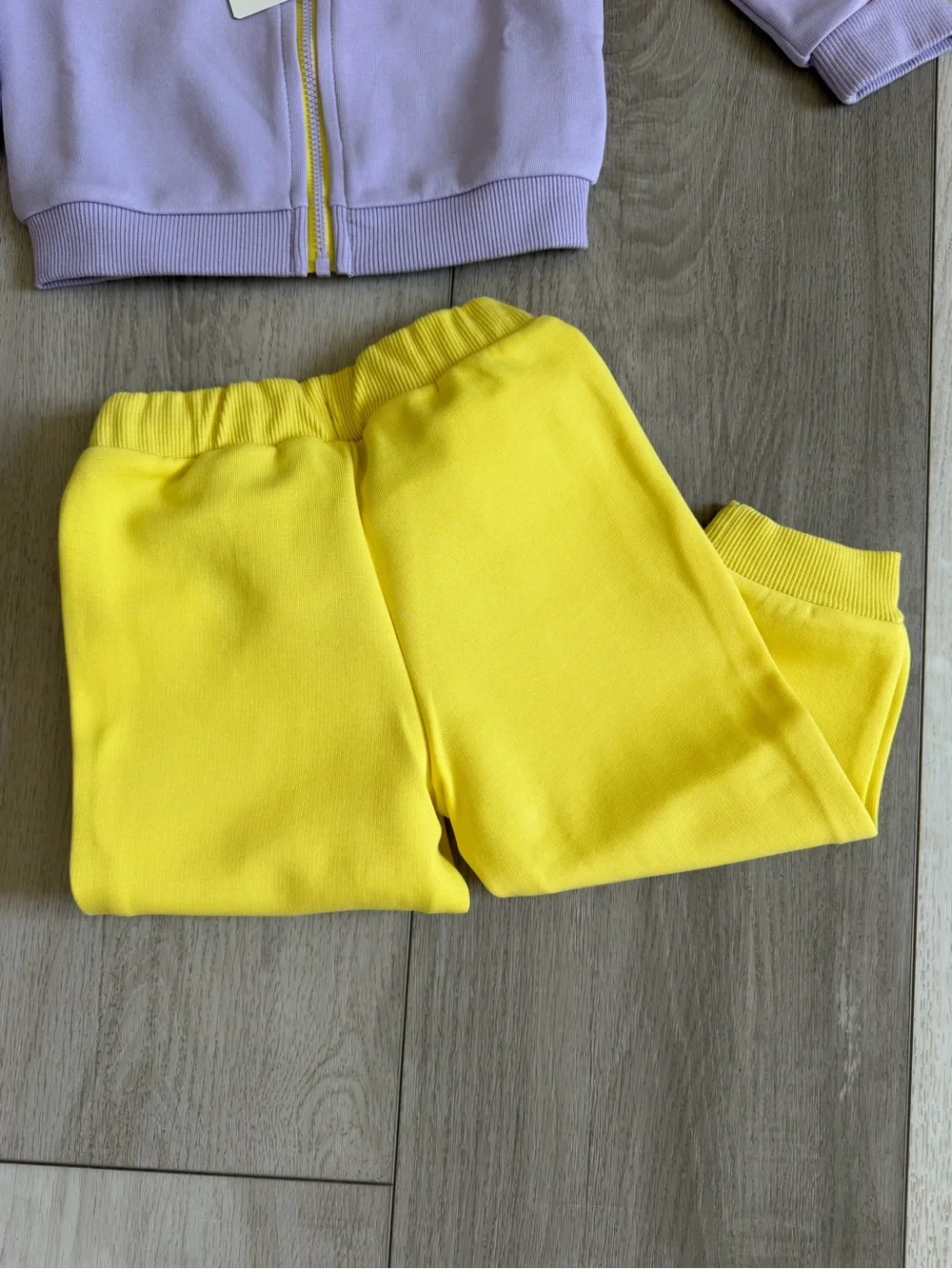 adidas Kids Lavender Zip Jacket with Yellow Jogger Pants
